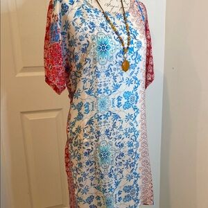 Johnny Was Floral Paisley Boho Moroccan Tunic, Dress, Beach Cover,  Sleep shirt